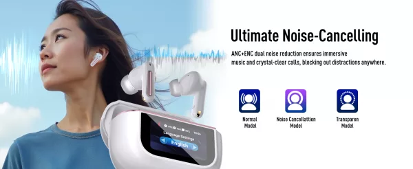 Touch screen noise-canceling bluetooth headphone